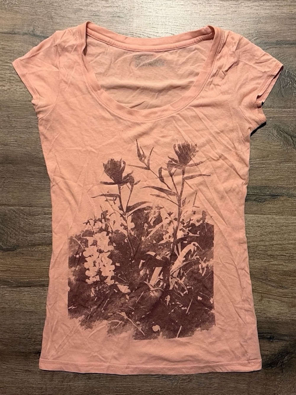 Vintage Mossimo Botanical Graphic Baby Tee Pink Small